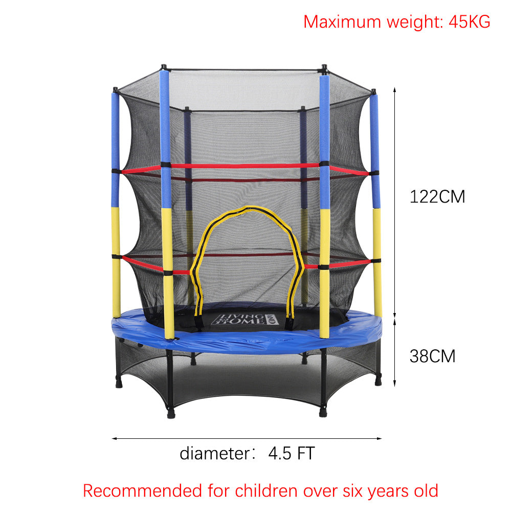 4.5ft Kids Mini Trampoline With Safety Enclosure
