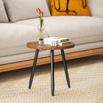 HOMCOM Modern End Side Table, Round Coffee Table, Chestnut Wood Effect