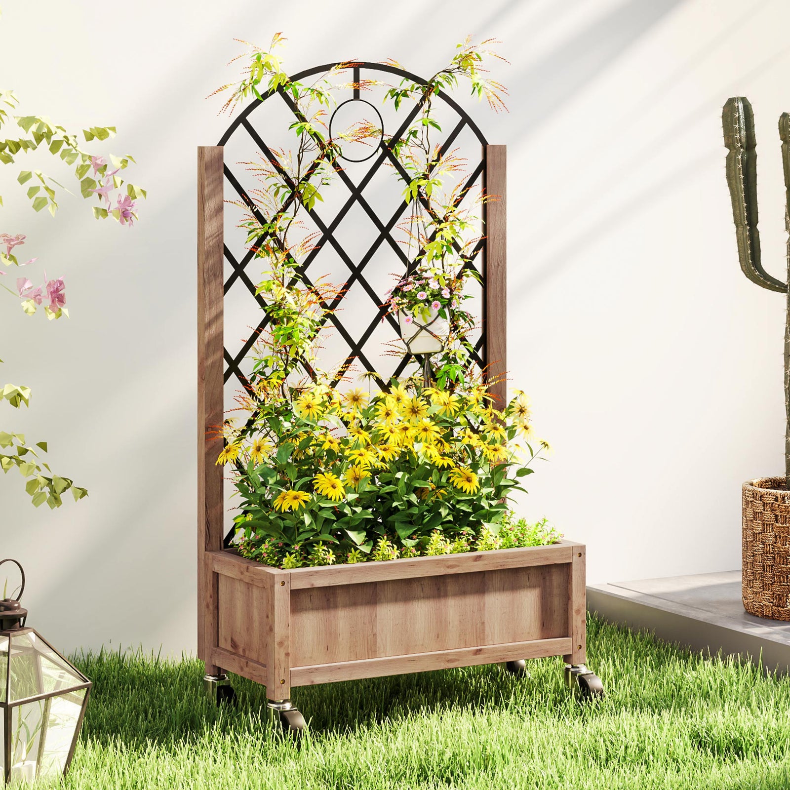 Raised Garden Bed With Metal Trellis
