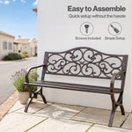 Garden Bench, Outdoor Bench,300kg Metal, Floral Pattern, Bronze | Bronze