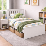 Rio White Wooden Kids Bed With Spring Mattress | Single | White