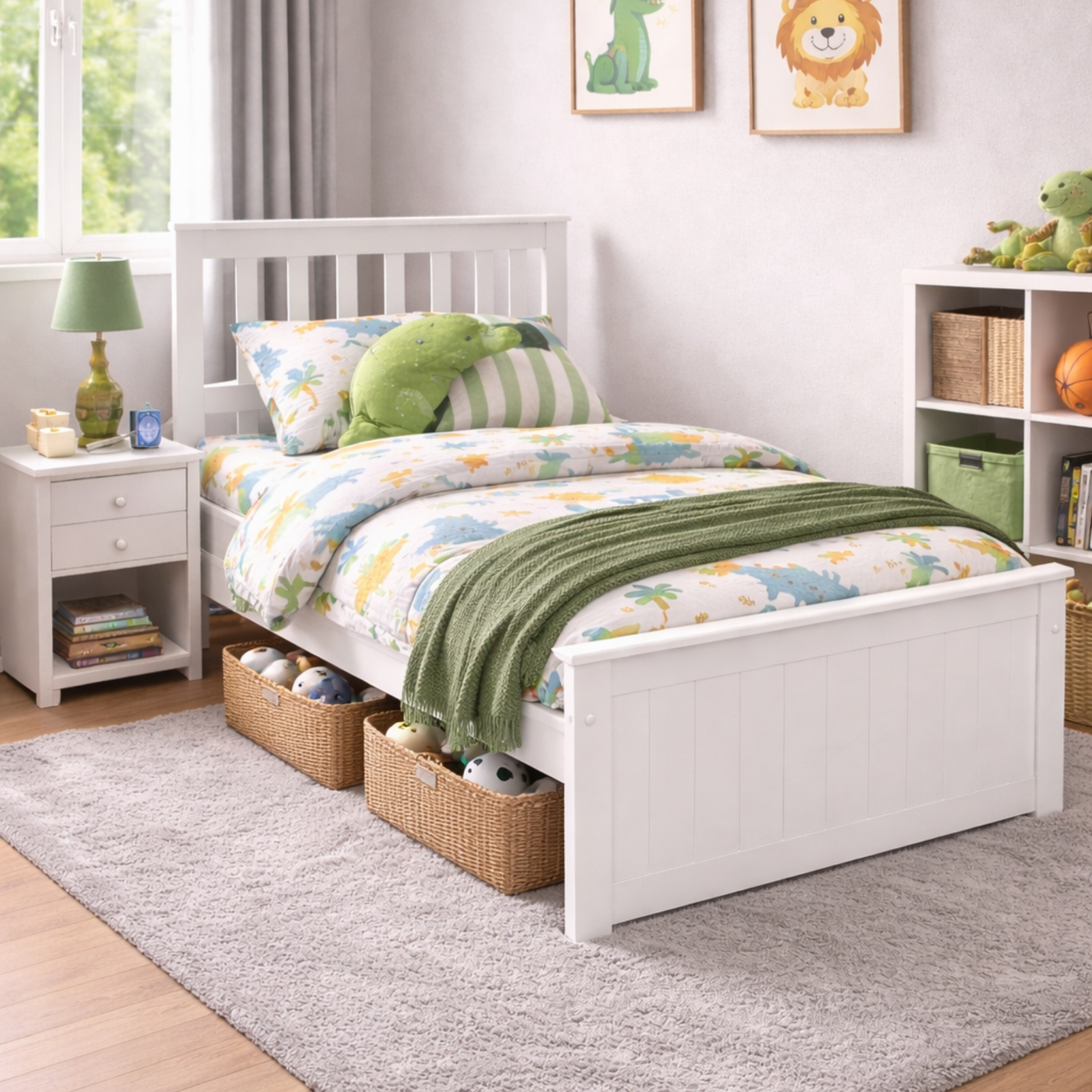 Rio White Wooden Kids Bed With Spring Mattress | Single | White