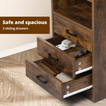 Bedside Table Nightstand Usb Charger Outlet Rgb Led 3 Drawers Oak | Oak