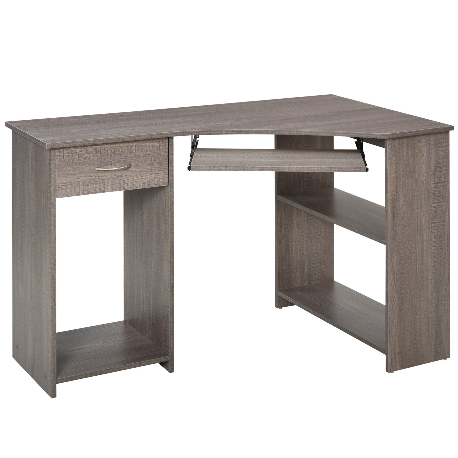 L-shaped Corner Computer Desk W/ 2 Shelves Worktop Keyboard