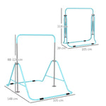 Kids Gymnastic Bar W/ Adjustable Height, Foldable Training Bar | Sky Blue