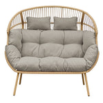 Cocona 2 Seat Standing Egg Chair And Stool | One Size | Light Brown