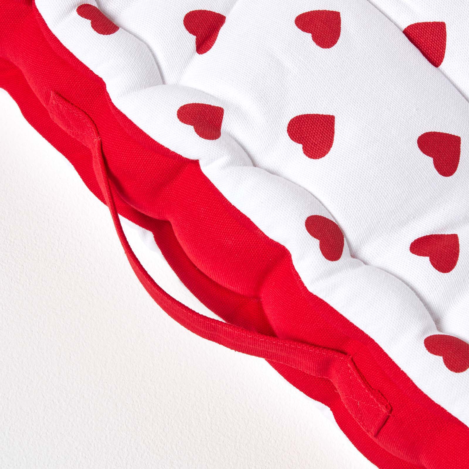 Cotton Hearts Print Floor Cushion | 40cm x 40cm | Red