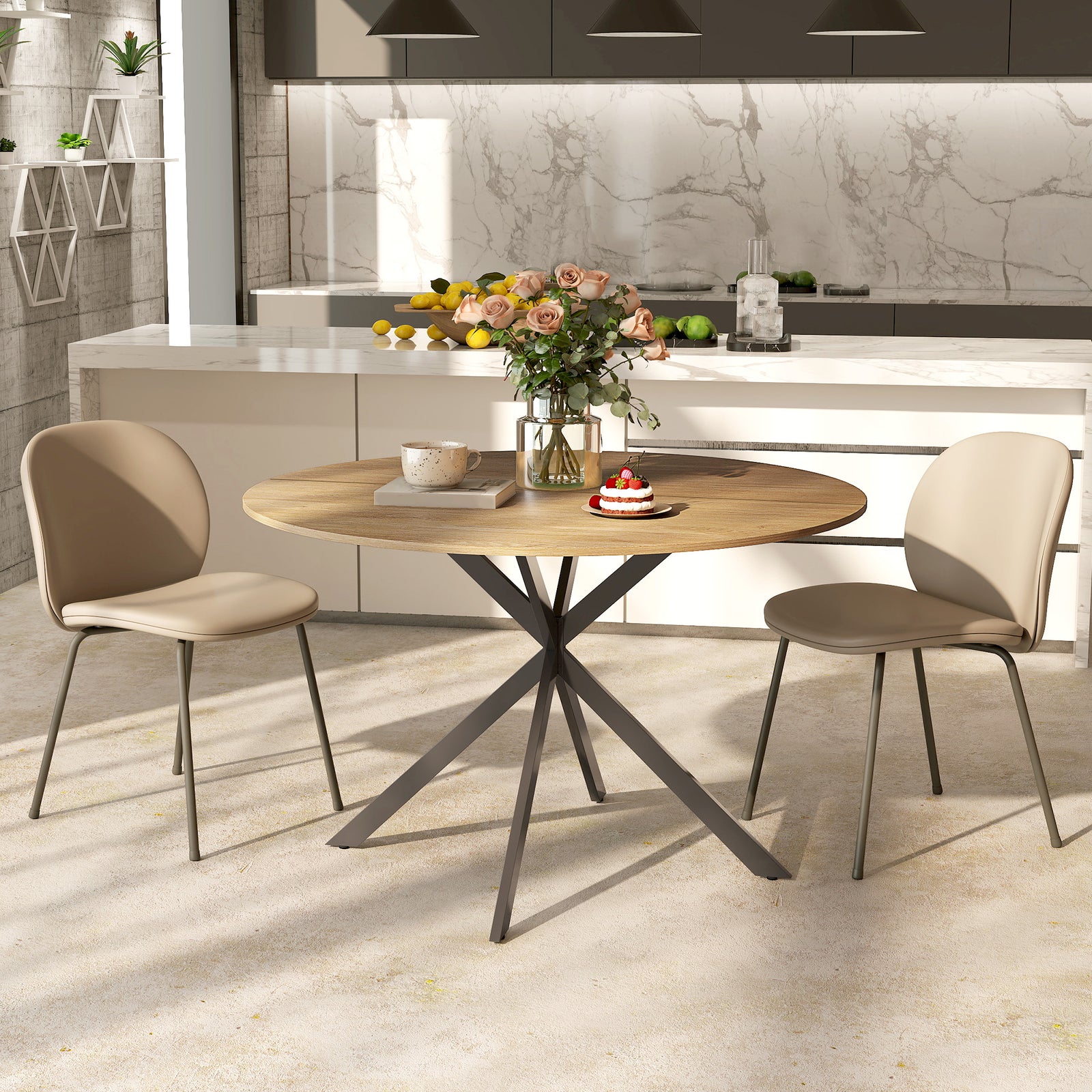 HOMCOM 120 Cm Dining Table For 4, Industrial Kitchen Table With Steel Legs