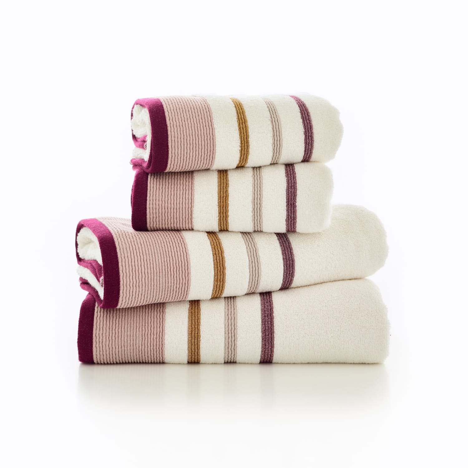 Portland Stripe Supersoft Cotton Towel Ultra-plush Striped Luxury | Hand Towel | Pink