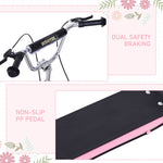 Teen Scooter Adjustable Height Dual Brakes Rubber Wheels Kickstand | Pink