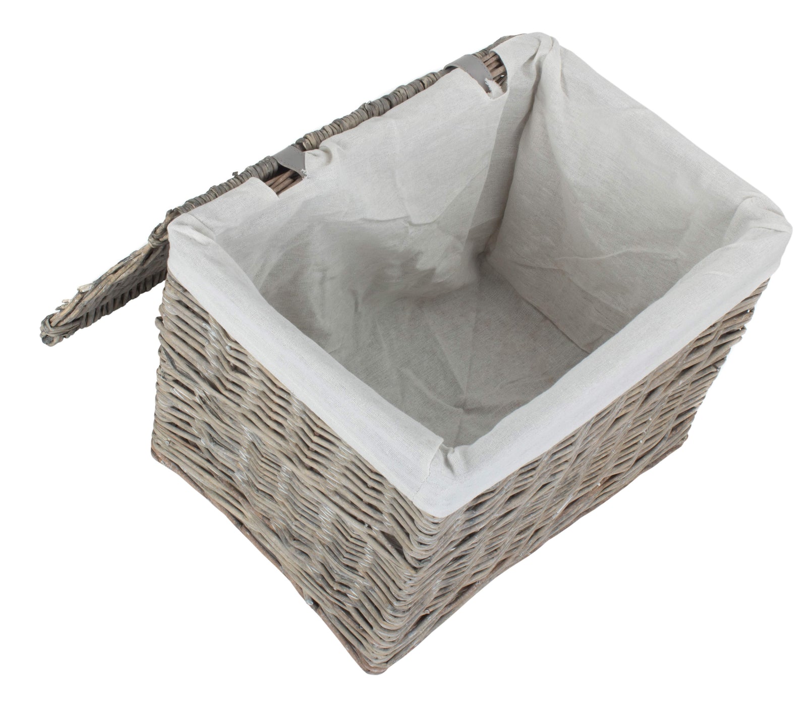 Wicker Grey Wash Finish Storage Basket | Large | Gray