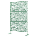 Outsunny 6.5ft Metal Outdoor Privacy Screen Panel W/ Stand, Leaf Style