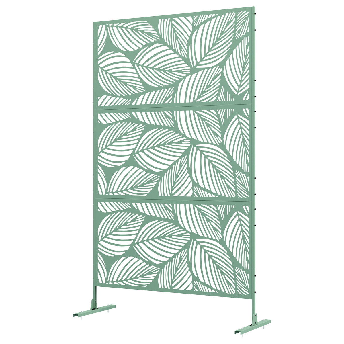 Outsunny 6.5ft Metal Outdoor Privacy Screen Panel W/ Stand, Leaf Style