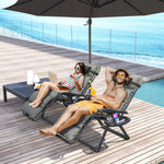 2 Pieces Zero Gravity Chairs, Reclining Folding Sun Lounger