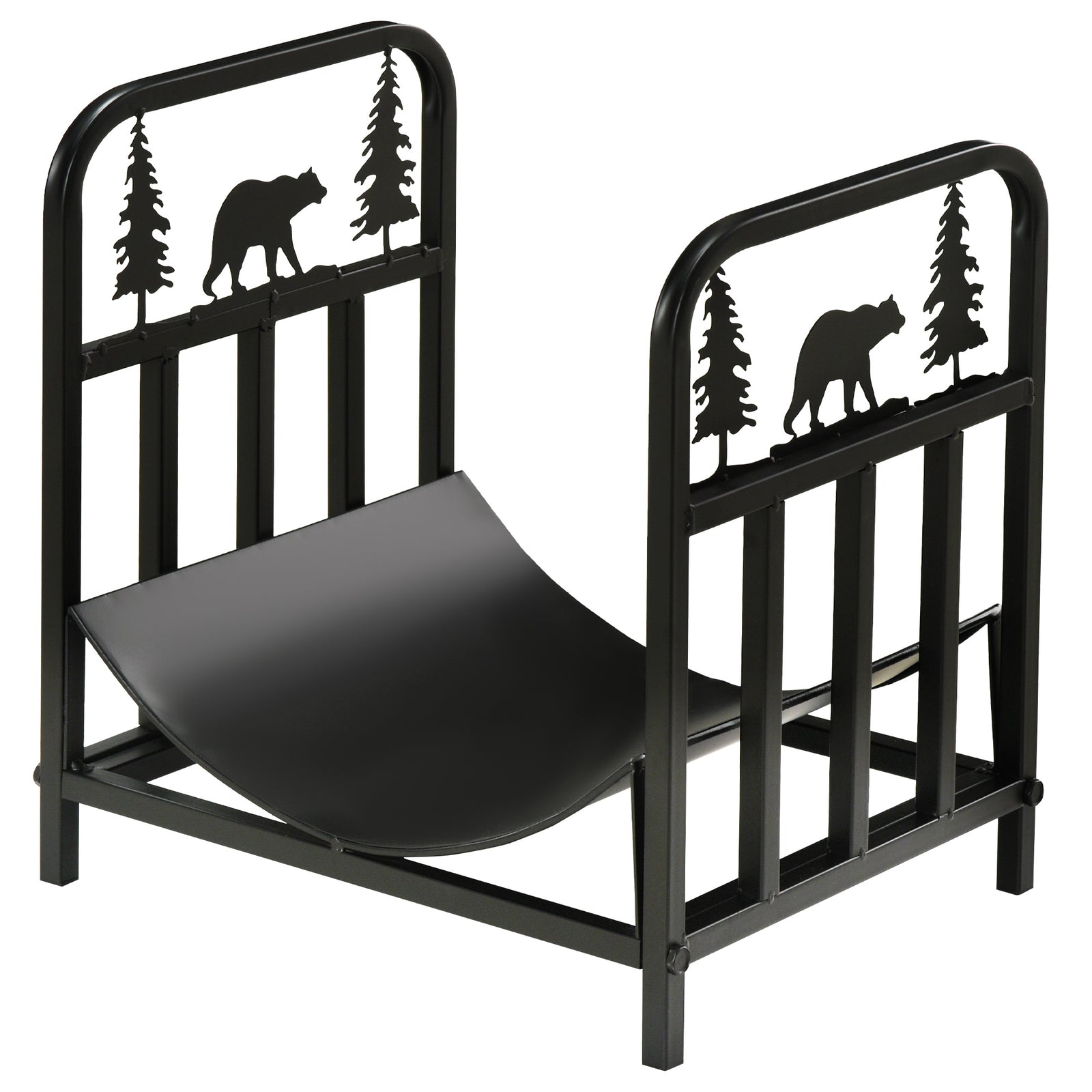 Curved Log Rack W/ Handles, Black