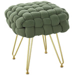 Woven Velvet Foot Stool With Steel Legs For Living Room | One Size | Green