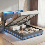 Lift Up Storage Bed Frame With Rgb Led Lights | 4.5ft | Dark Grey