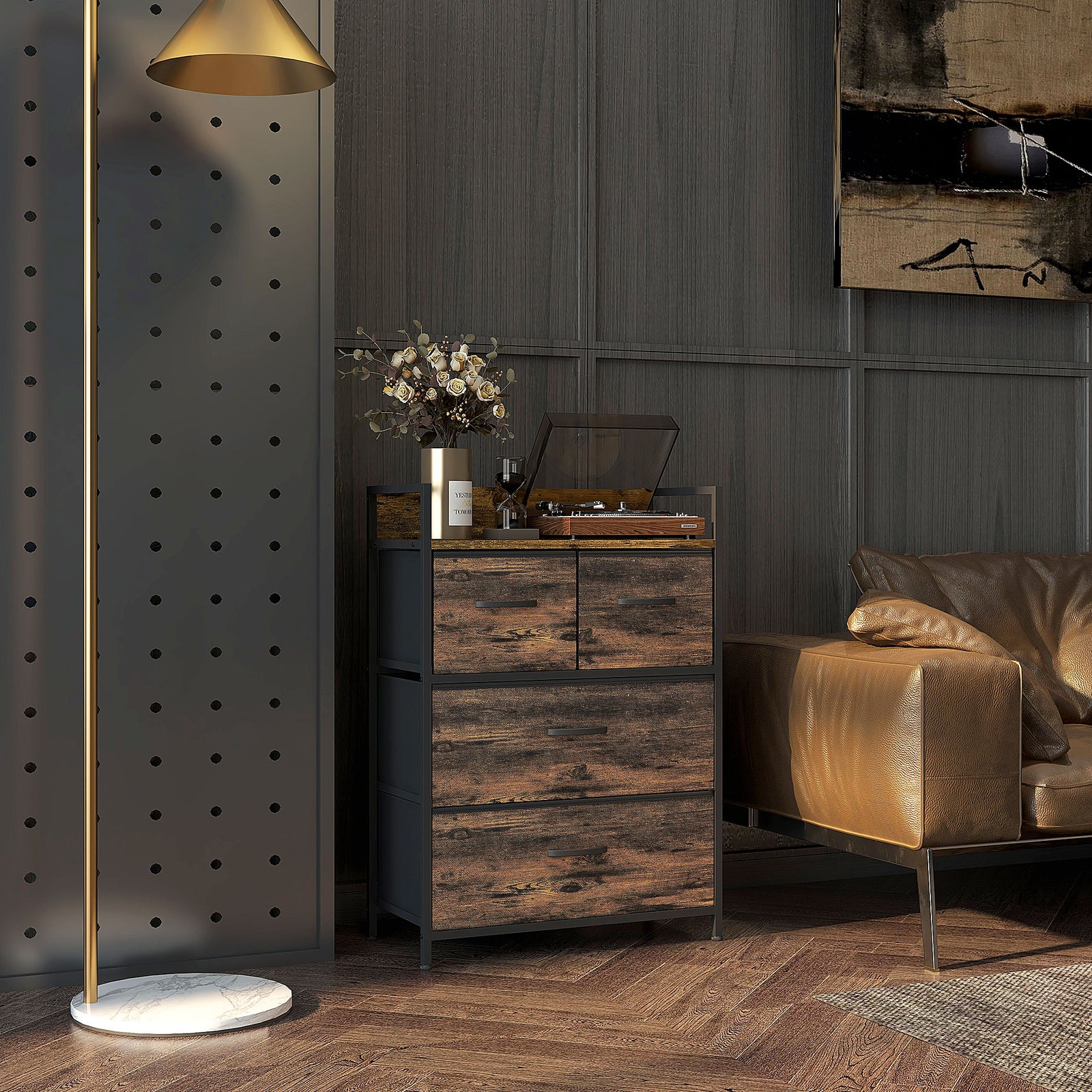 Bedroom Chest Of Drawers 4/5/6/7 Drawer Dresser W/ Shelf | Small | Brown