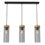 Elica Hand Made Designer Pendant Lamp With Elegant Smoked Glass Cylindrical Shades