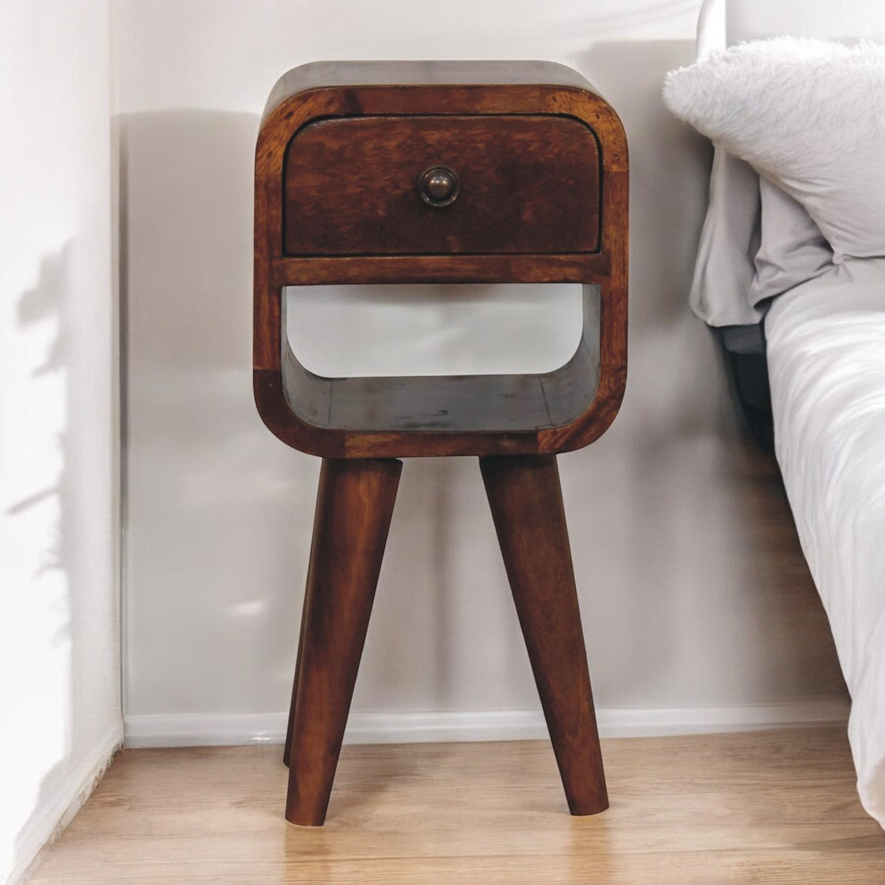 Solid Wood Extra Mini Chestnut Curve Lower Bedside