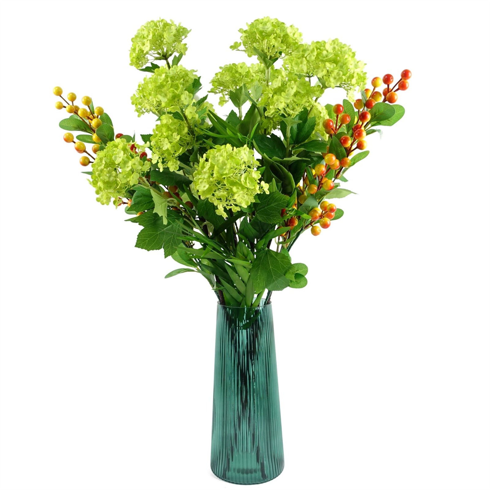 70cm Artificial Viburnum Display With Glass Vase