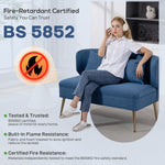2 Seater Sofa, Small Sofa With Wing Back, Thick Seat | Blue