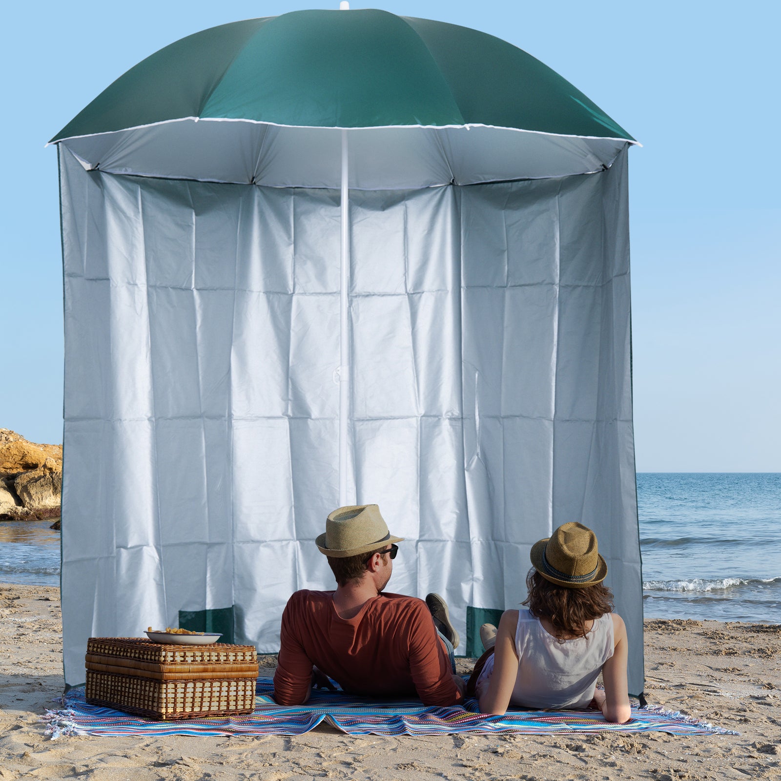 Fishing Umbrella With Side Canopy | Green