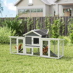 Wood Chicken Coop Hens Cage Poultry House With Nesting Boxes Run | Gray