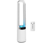 HOMCOM Bladeless Tower Fan With 45° Oscillating, Led Lights, 3 Speeds, White