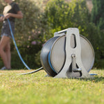 Professional Empty Metal Hose Reel, Wall Or Freestanding, 40m (13mm), Stainless Steel And Aluminium | Silver