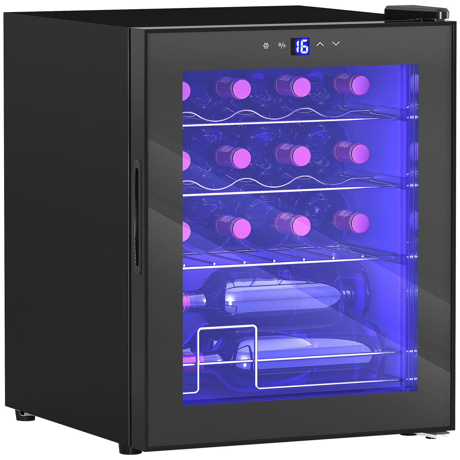 16 Bottle Wine Cooler With Adjustable Temperature Control, Black