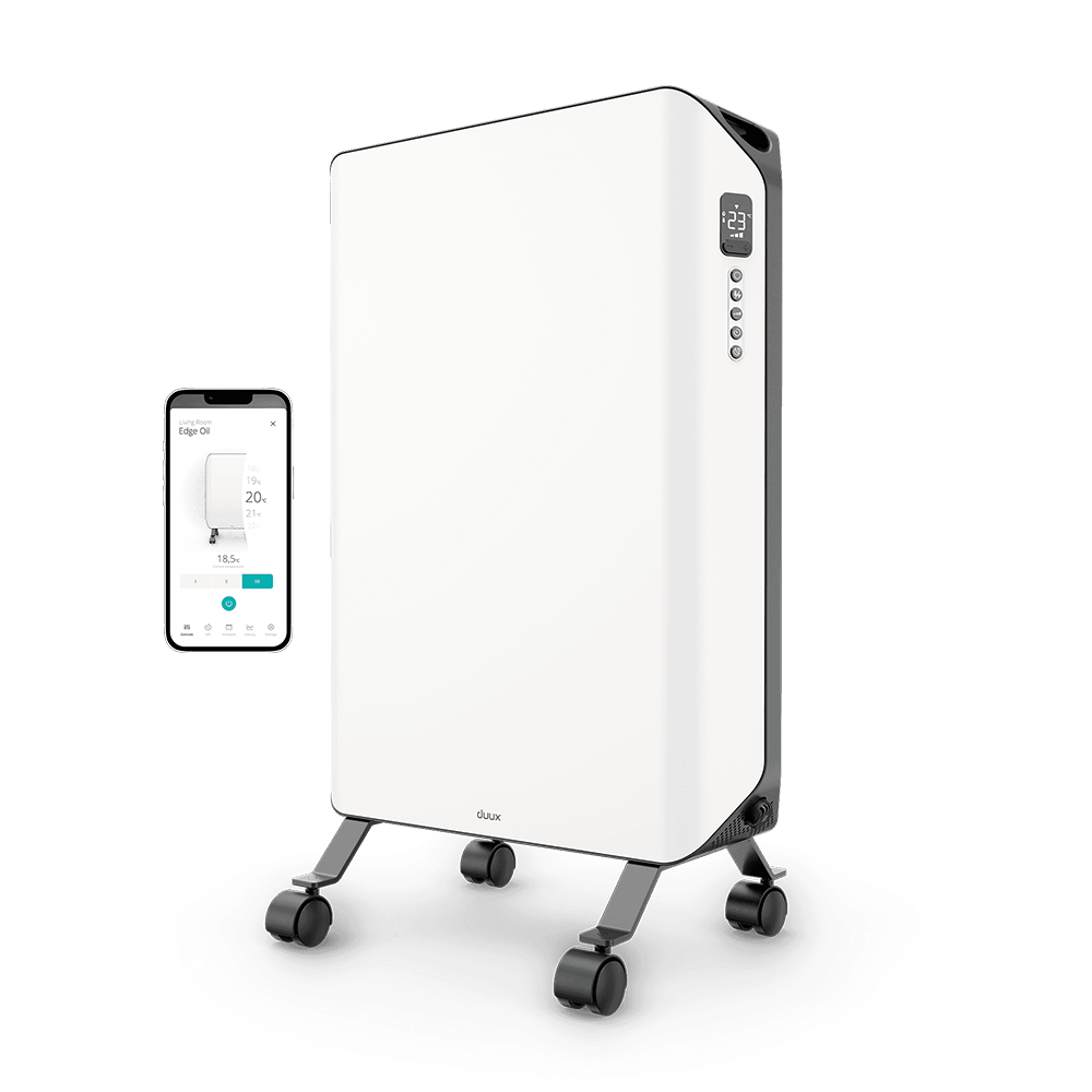 Duux Edge Oil 2000w Oil Filled Radiator, Fan Assisted Boost - White