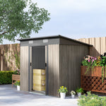 7x4ft Outdoor Metal Storage Shed, Grey