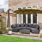 4 Seaters Half-round Sofa & Table - Grey