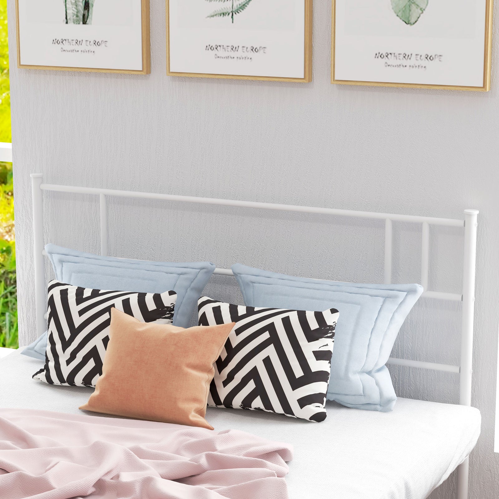 Single/double/king Metal Bed Frame Underbed Storage Space | Double | White