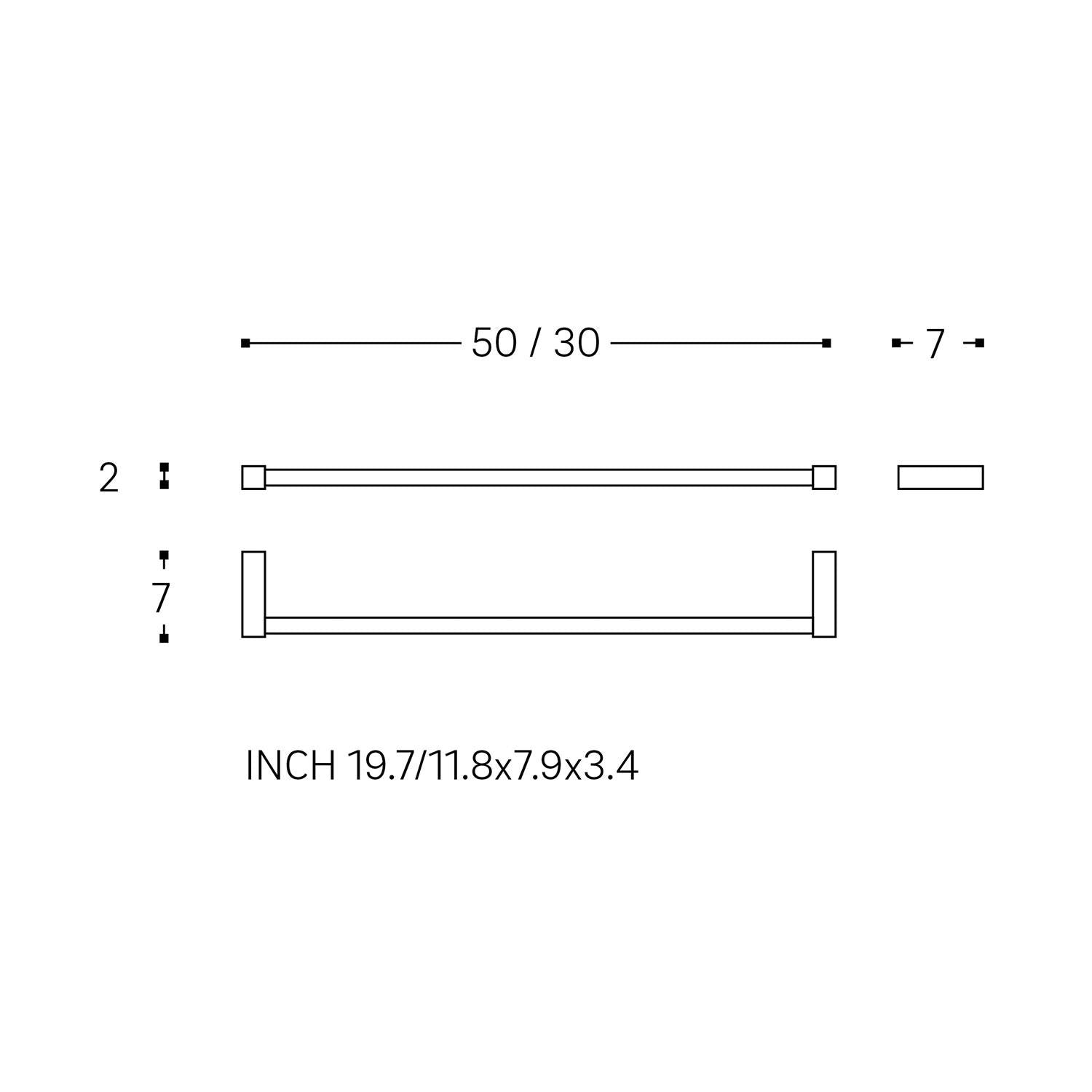 Towel Rail, Black Matt, Wall-mounted, 30 Cm. Collection Metric