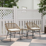 Rattan Bistro Set, Small Balcony Furniture With Cushion | Natural