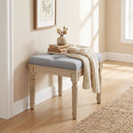 HOMCOM Vintage Foot Stool With Wood Legs, Light Grey