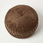 HOMESCAPES Sofia Pleated Velvet Pouffe
