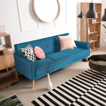 Click-clack Sofa Bed With Ribbed Tufting - 3 Seater | Blue
