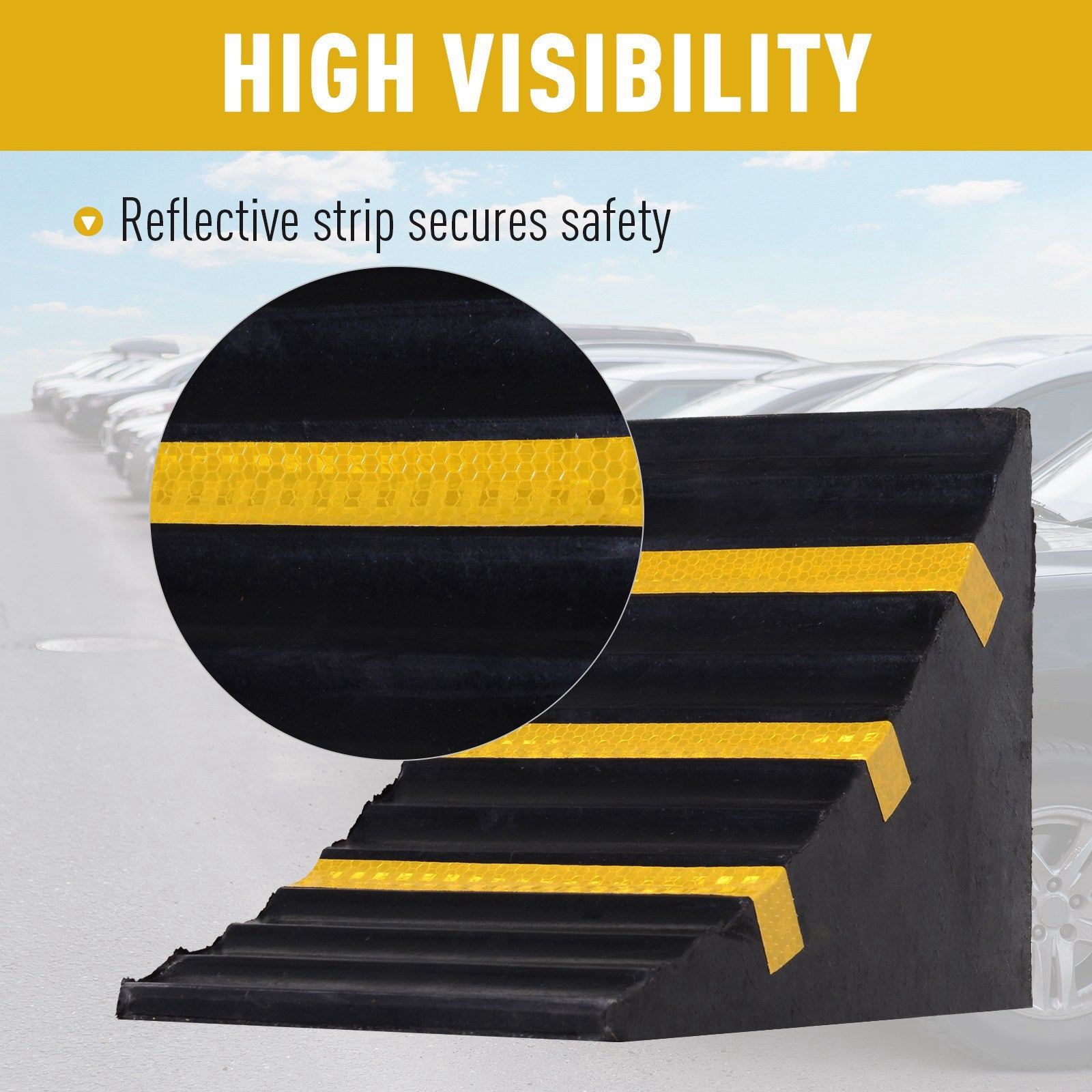 HOMCOM 2 Pack Rubber Wheel Chocks For Vehicles With Handle