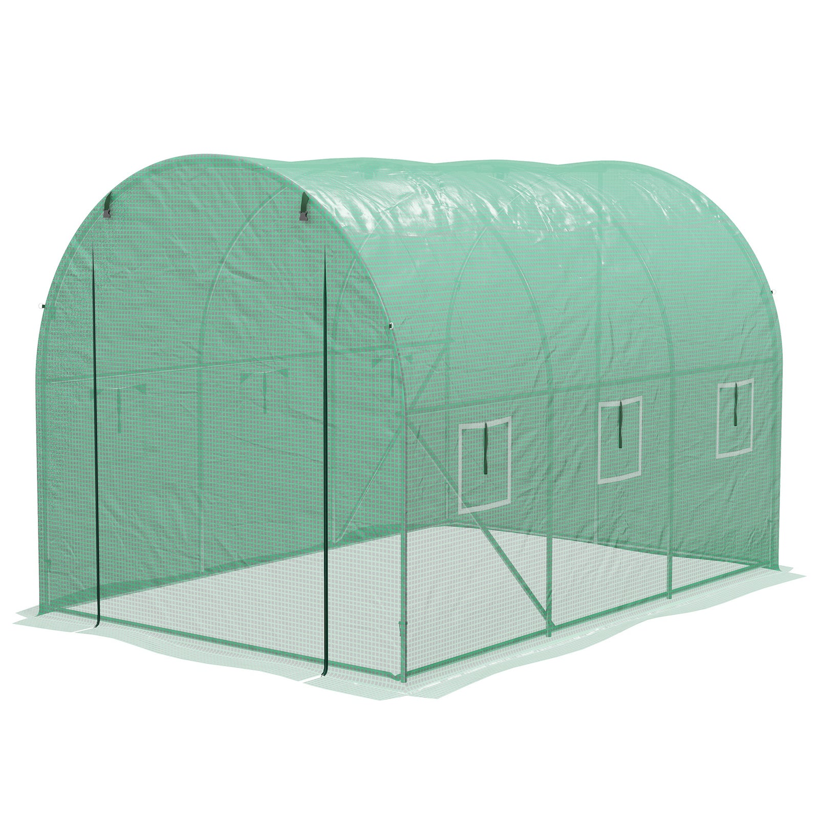 3x2m Polytunnel Greenhouse W/ Sprinkler System | Small | Green