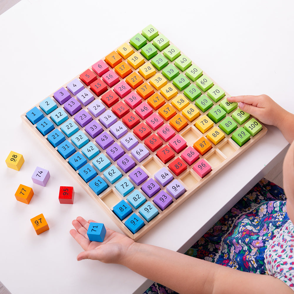 Wooden Number Tray, Kids Maths Toy - 100 Pieces