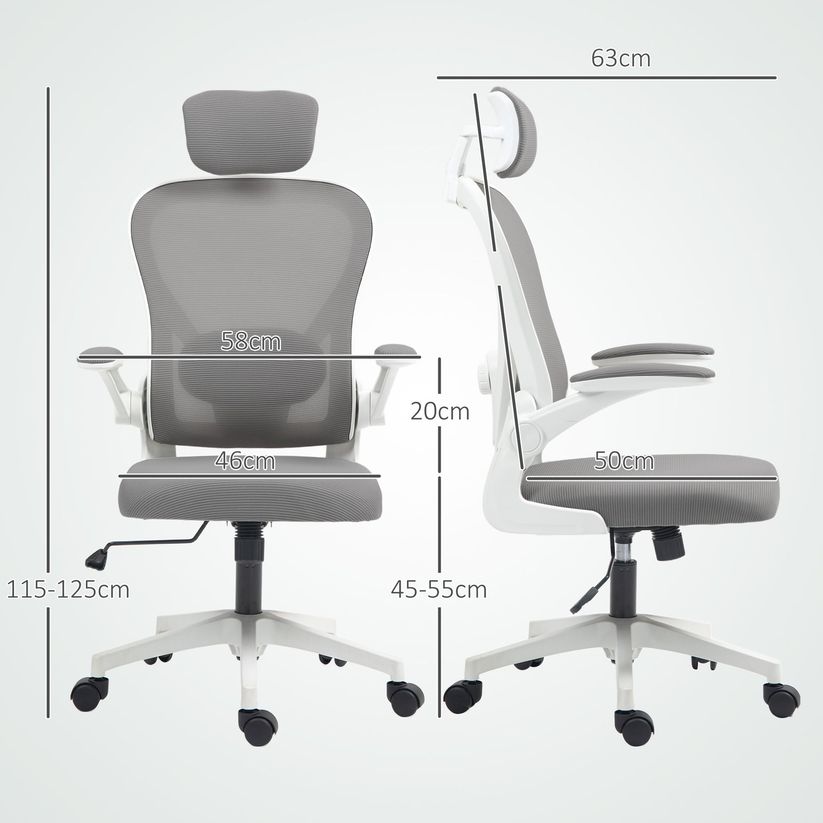 Executive Mesh Office Chair With Headrest, Lumbar Support | One Size | Gray