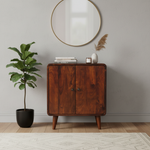 Solid Wood Mini Classic Chestnut Cabinet, Brown, 2 Doors