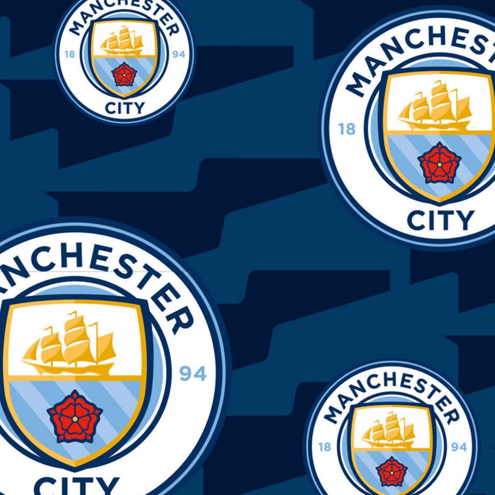 Manchester City FC Gift Wrap, 2 Sheet 2 Tag, Official Product