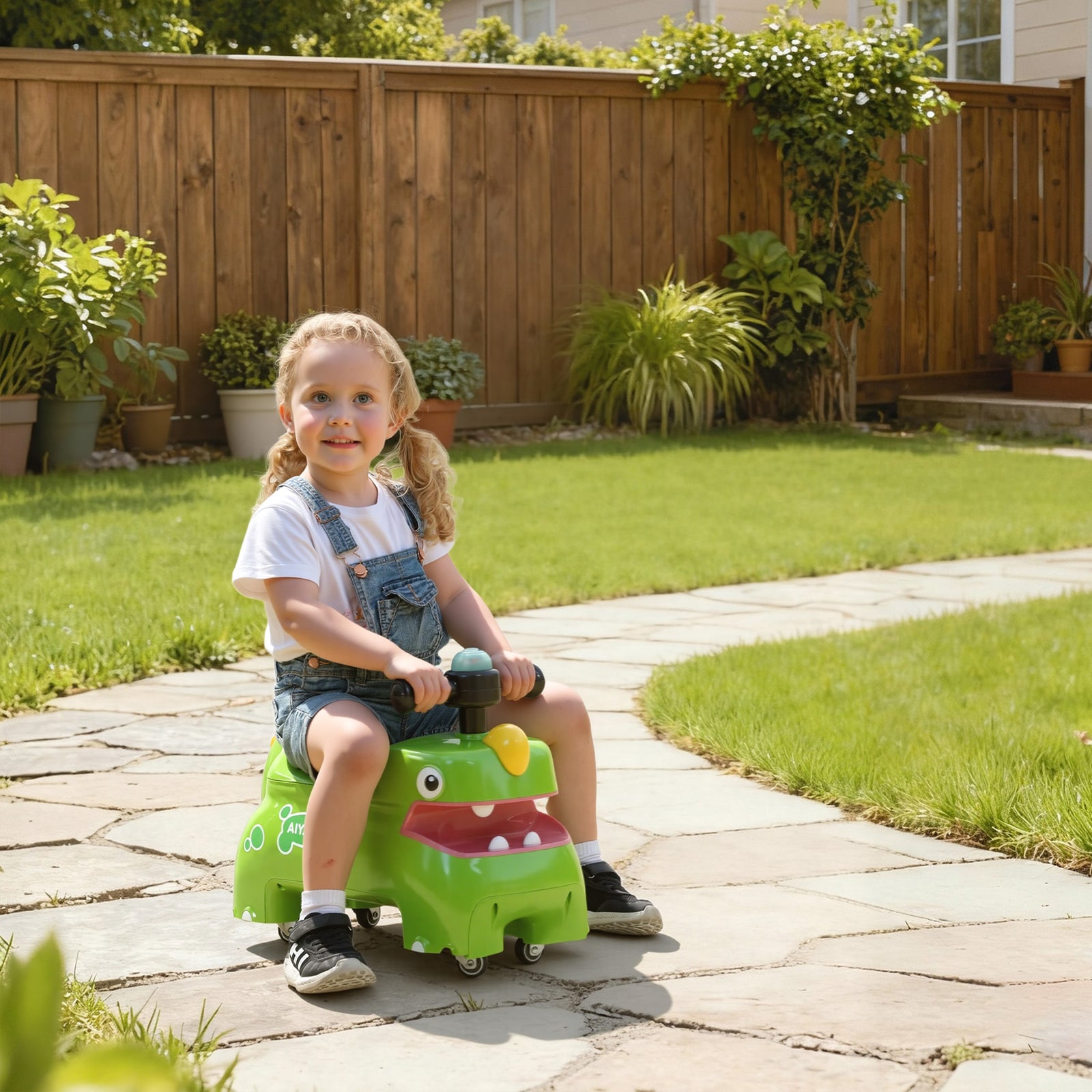 Kids Ride On Car, Dinosaur Shape Toddler Walker | Green
