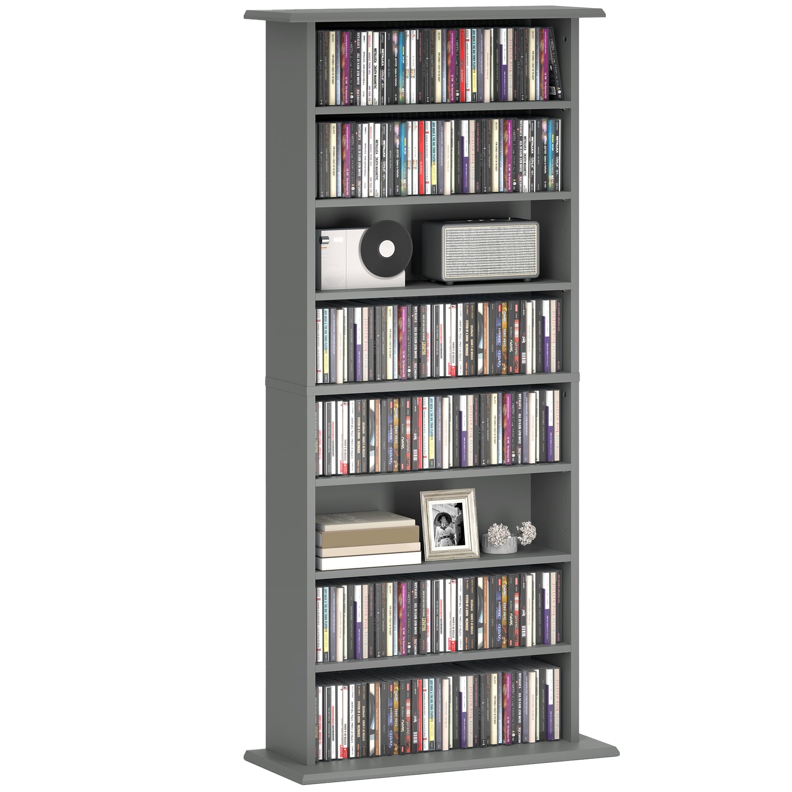 Cd Storage Unit Dvd Tower Blu-ray Storage Shelf For Office | Small | Gray