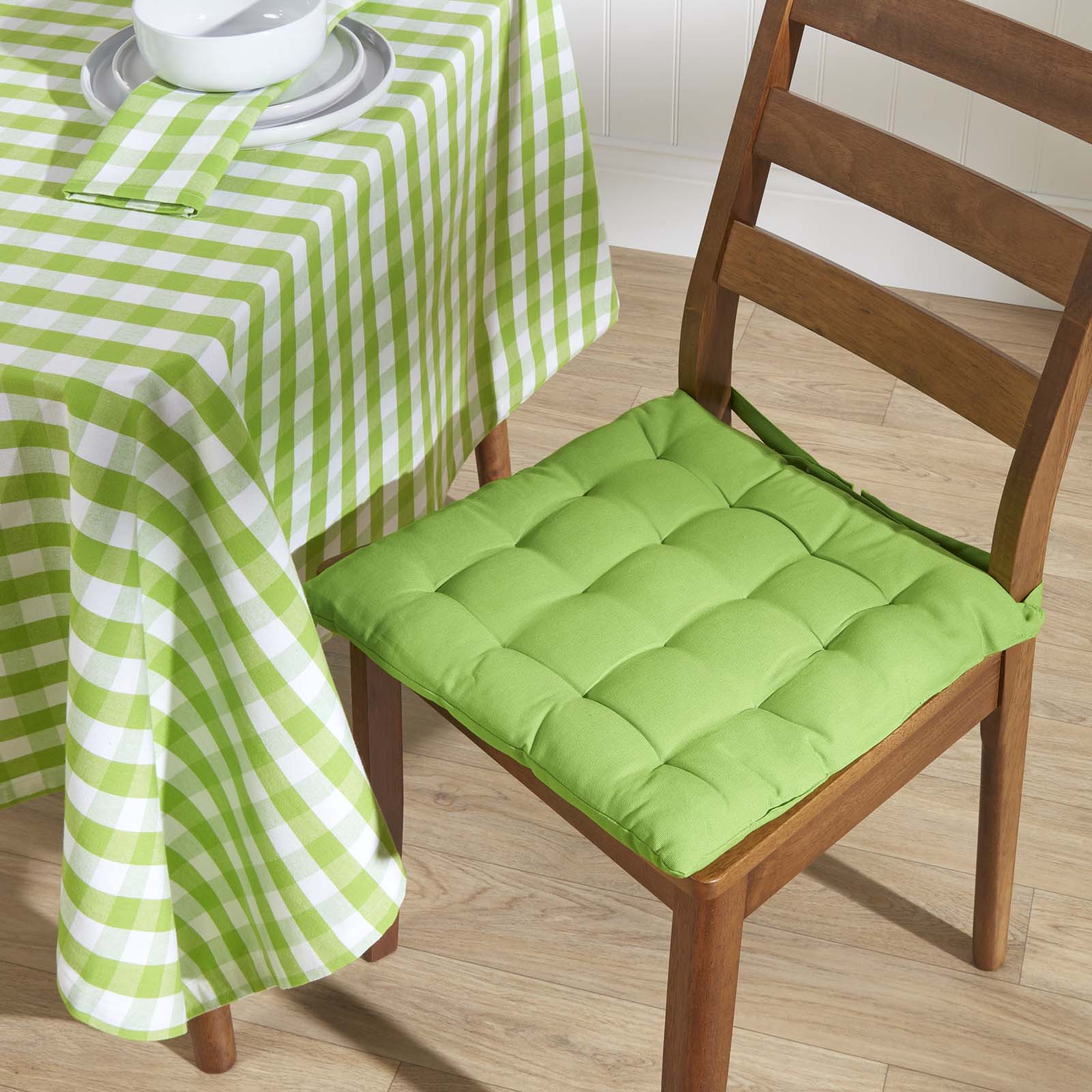 Block Check Cotton Gingham Napkins, Set Of 4 | 45cm x 45cm | Green