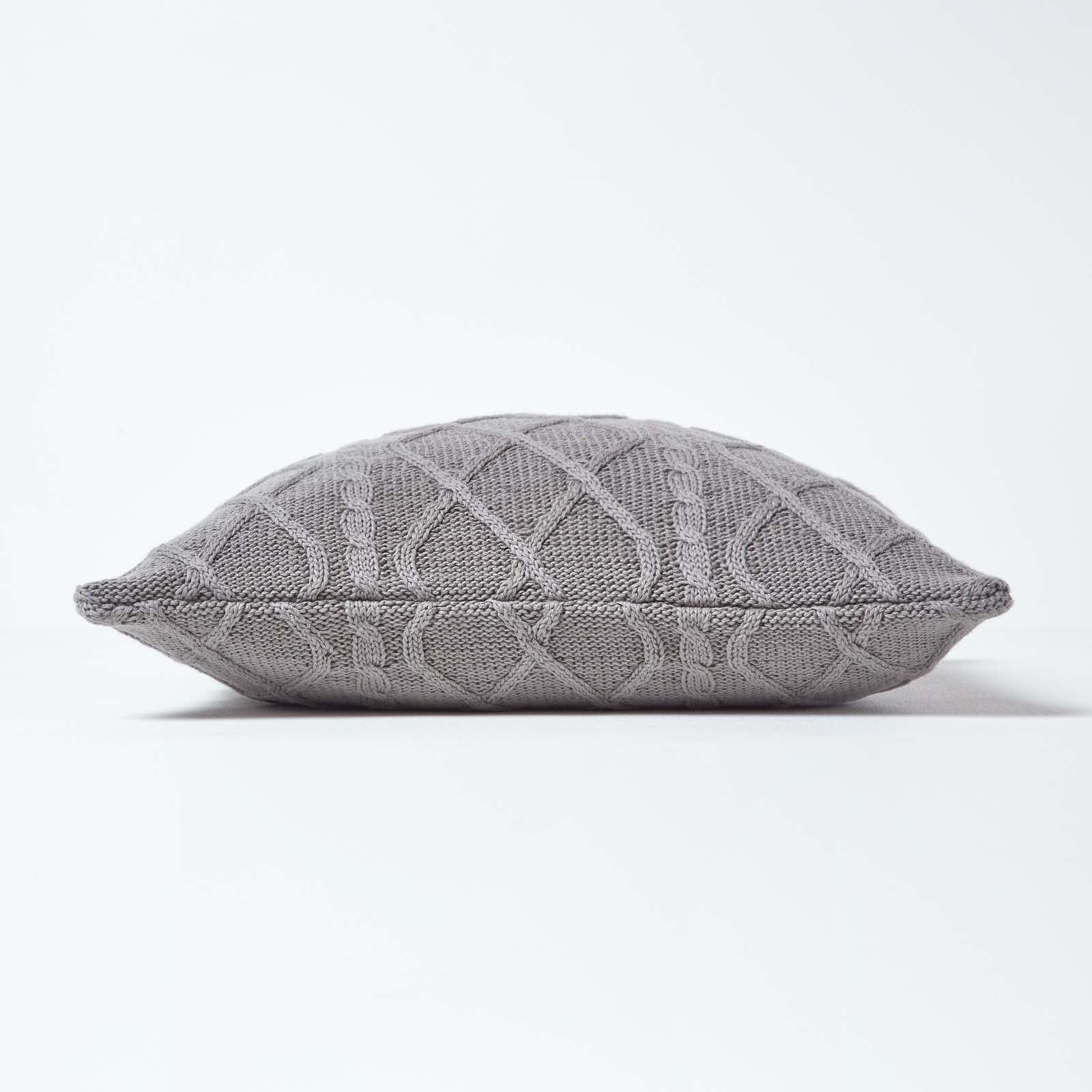Diamond Cable Knit Cushion Cover | 45cm x 45cm | Grey